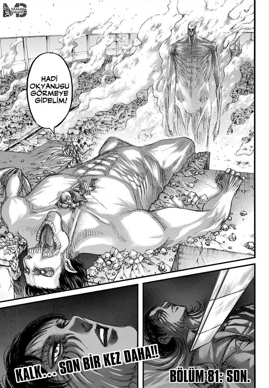 Attack on Titan mangasının 081 bölümünün 45. sayfasını okuyorsunuz.