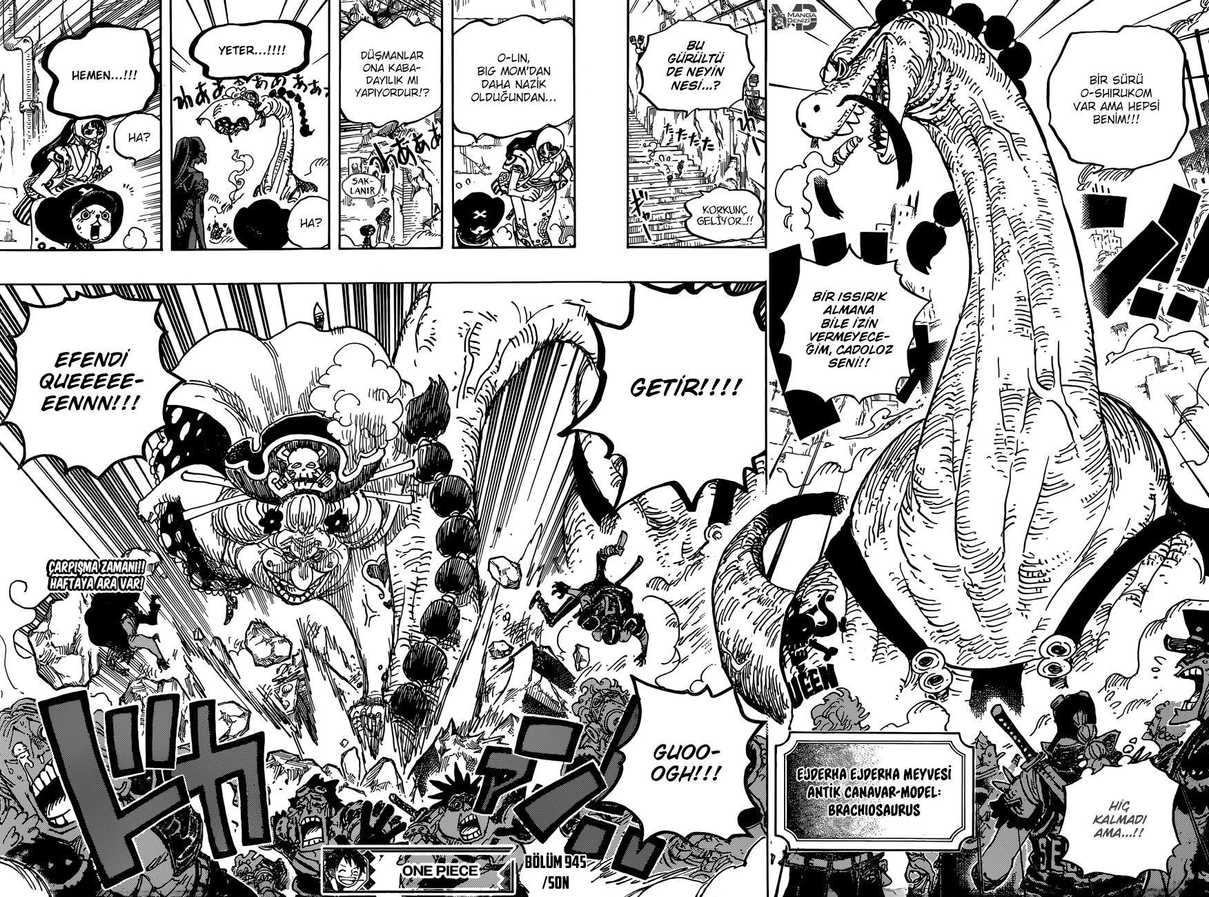 One Piece mangasının 0945 bölümünün 16. sayfasını okuyorsunuz.