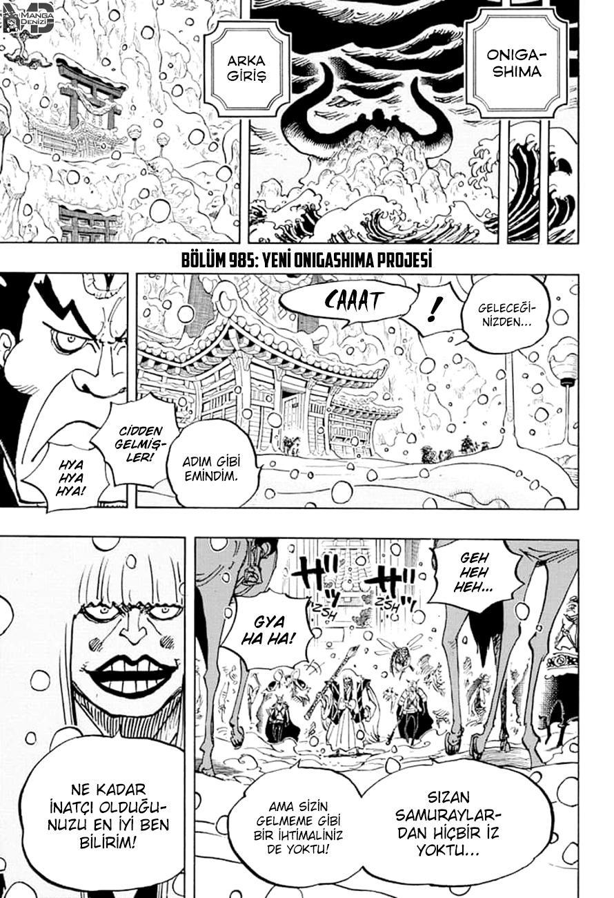 One Piece mangasının 0985 bölümünün 3. sayfasını okuyorsunuz.