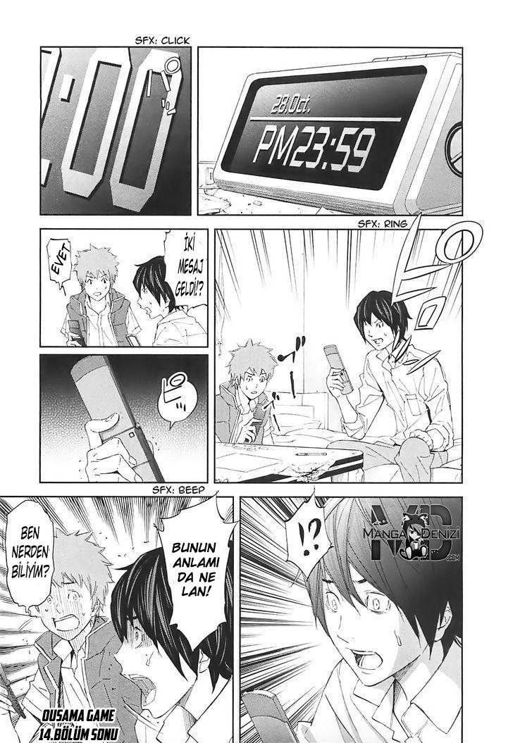 Ousama Game mangasının 14 bölümünün 39. sayfasını okuyorsunuz.