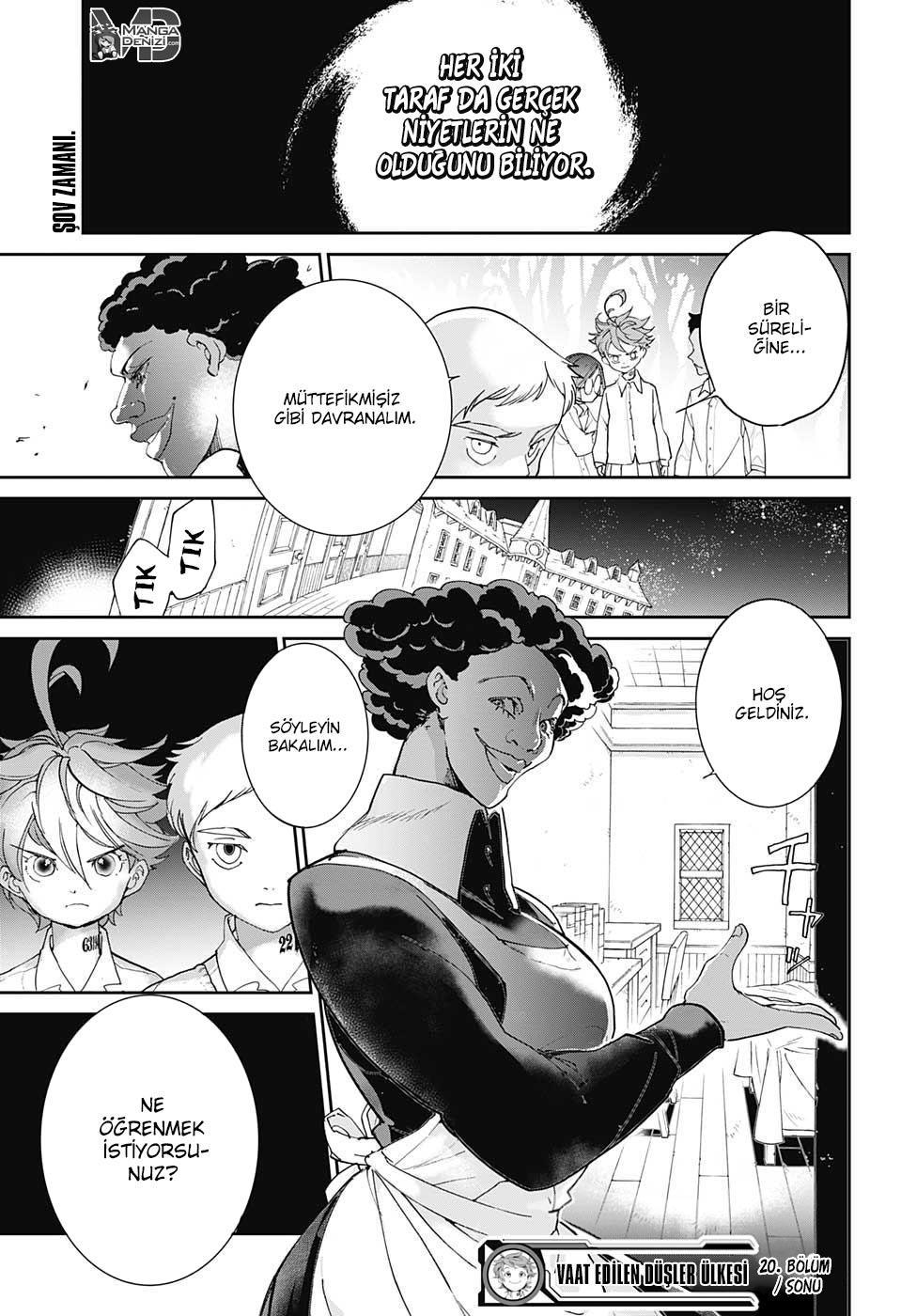 The Promised Neverland mangasının 020 bölümünün 20. sayfasını okuyorsunuz.