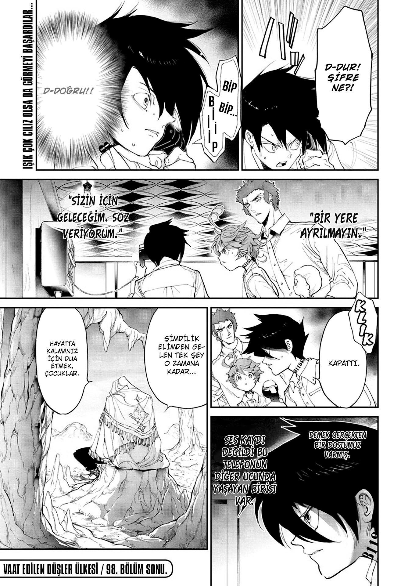 The Promised Neverland mangasının 098 bölümünün 22. sayfasını okuyorsunuz.