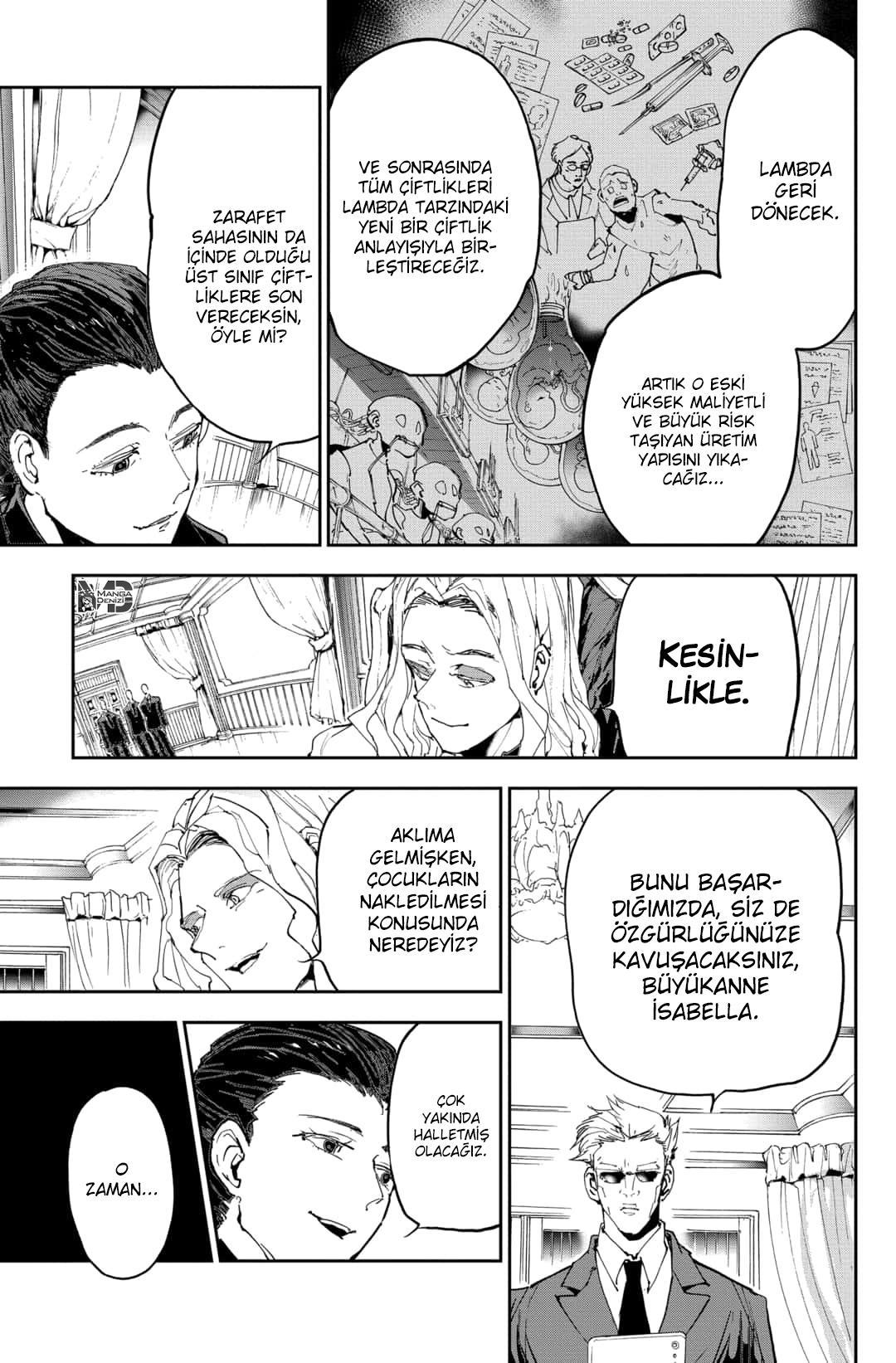 The Promised Neverland mangasının 165 bölümünün 13. sayfasını okuyorsunuz.