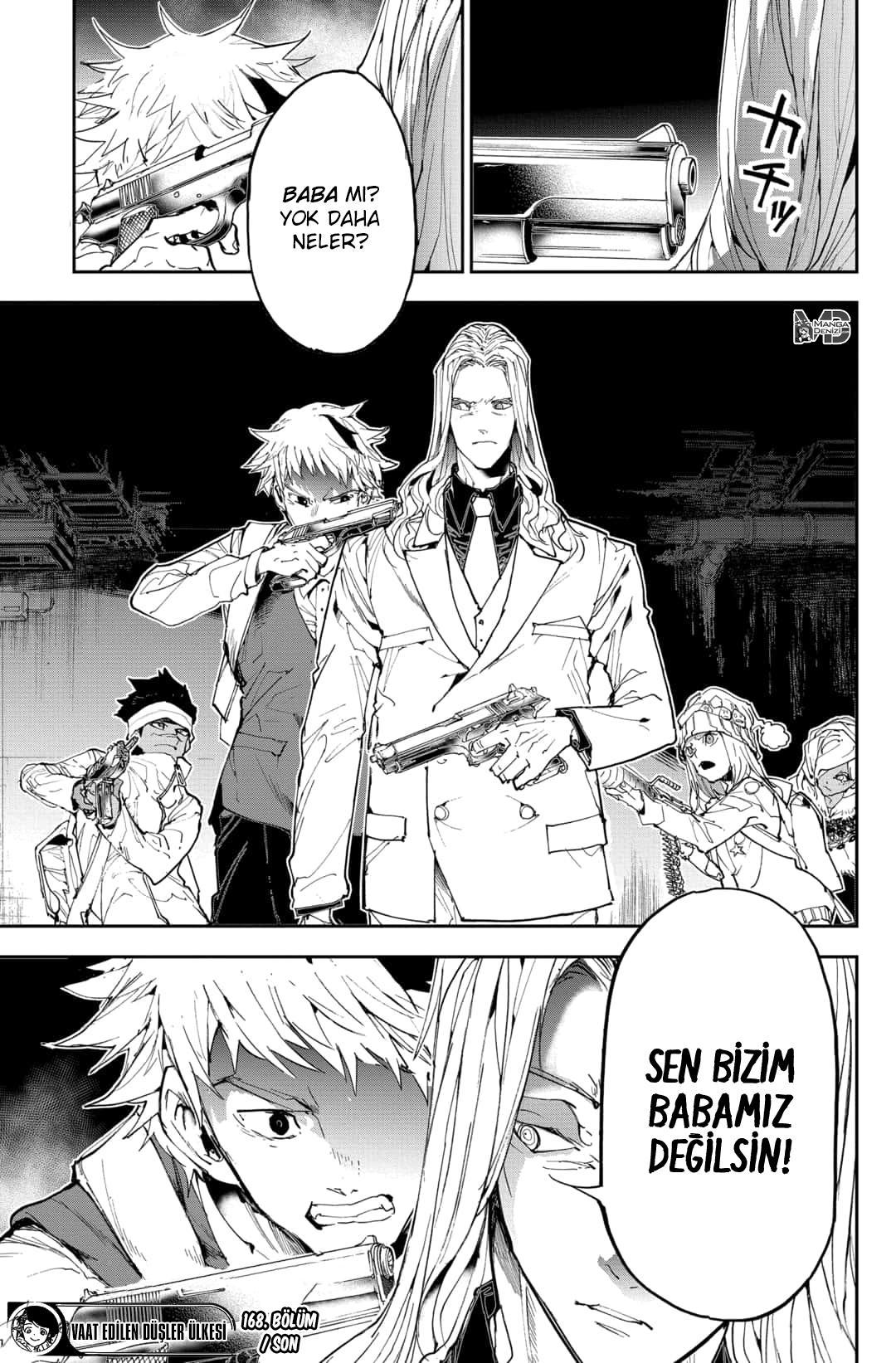 The Promised Neverland mangasının 168 bölümünün 19. sayfasını okuyorsunuz.